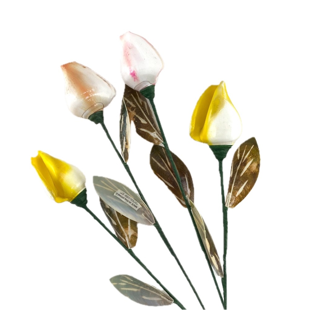 vintage 90s shell art rose bud stems